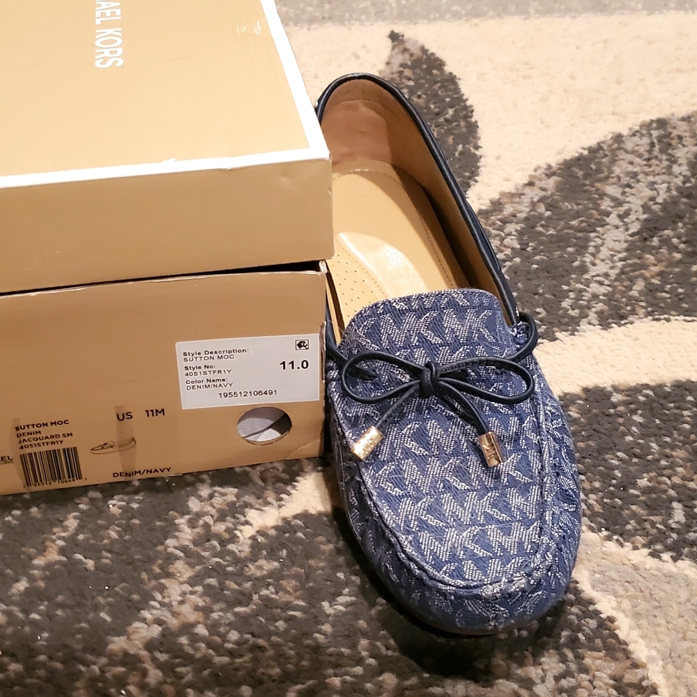 Michael Kors denim navy moccasin slip on shoes